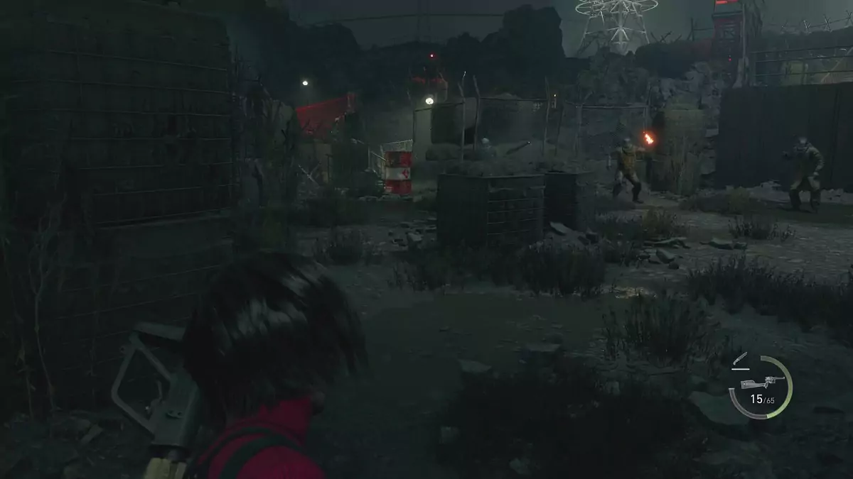 Ada facing a handful of enemies in the defensive line.