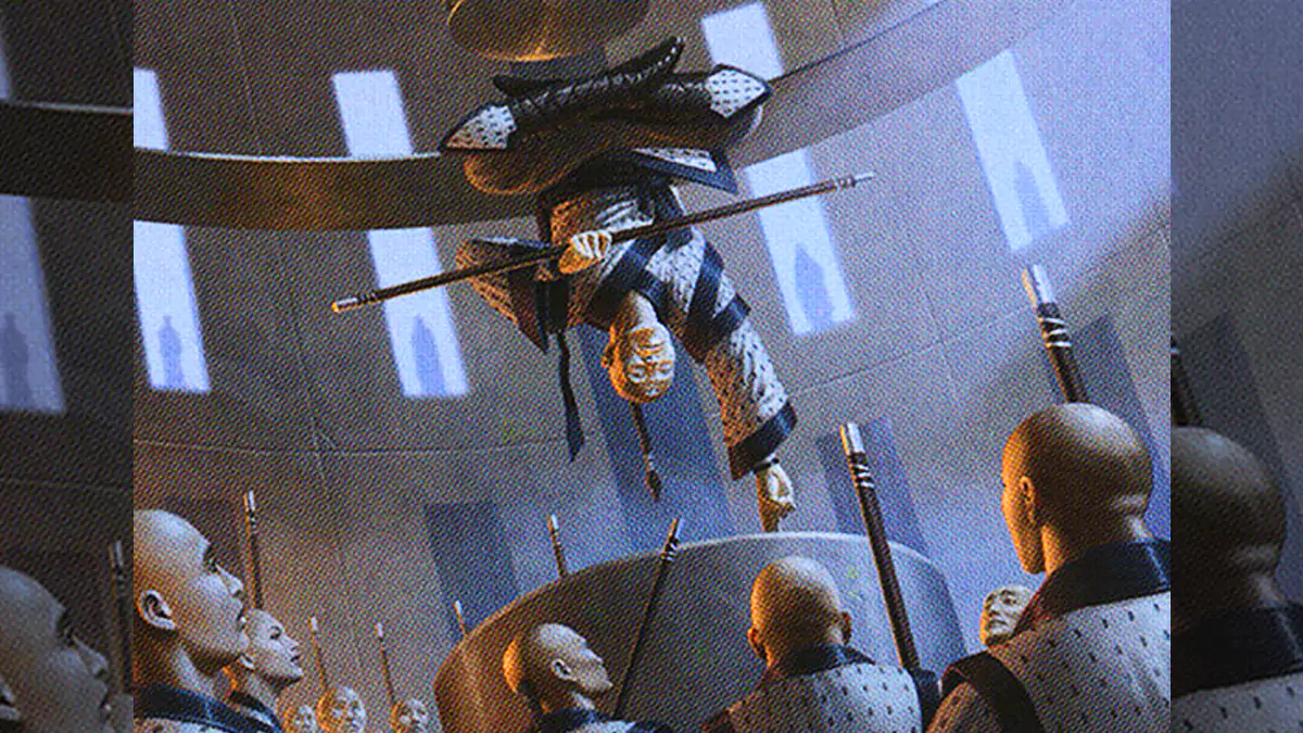 The card art of a blue creature card called "Jeskai Sage" from Magic: The Gathering.
