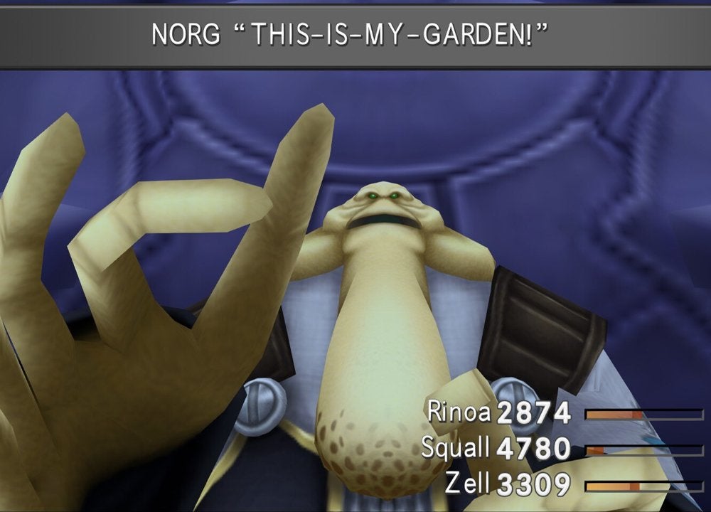 The player fights the Garden Master NORG.