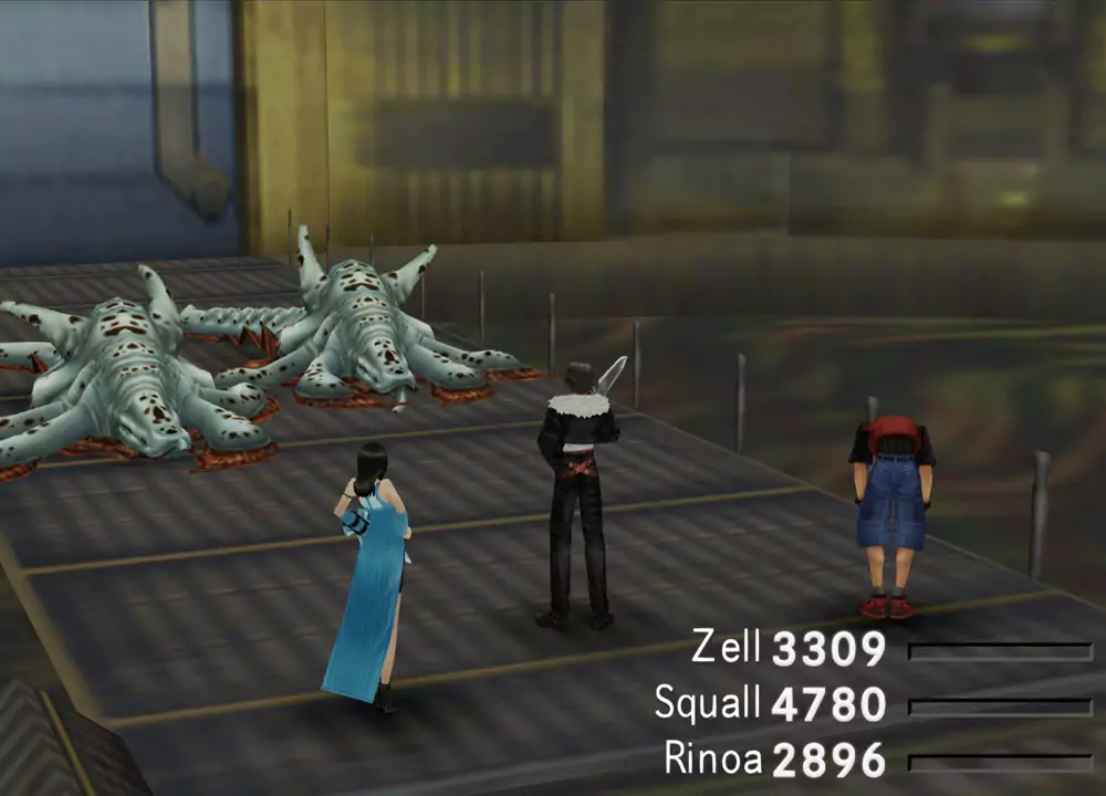 A battle against Oilboyles, the Balamb Garden MD Level Bosses.