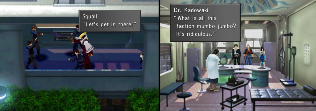 Squall speaking with Dr. Kadowaki.