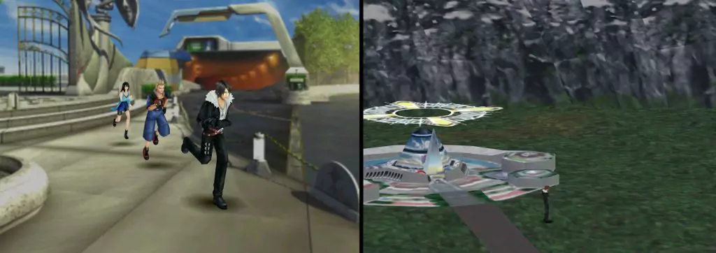 The player exiting to the world map before entering Balamb Garden in order to save.