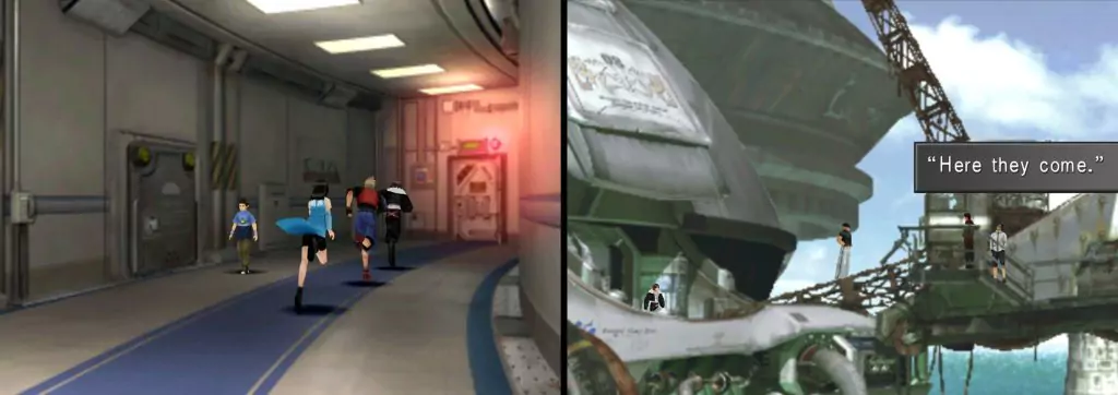 The player exits through the Second Floor Balcony out into industrial scaffolding.