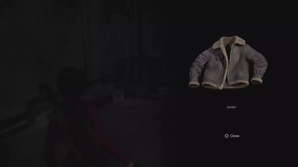 Ada picking up Leon's jacket.