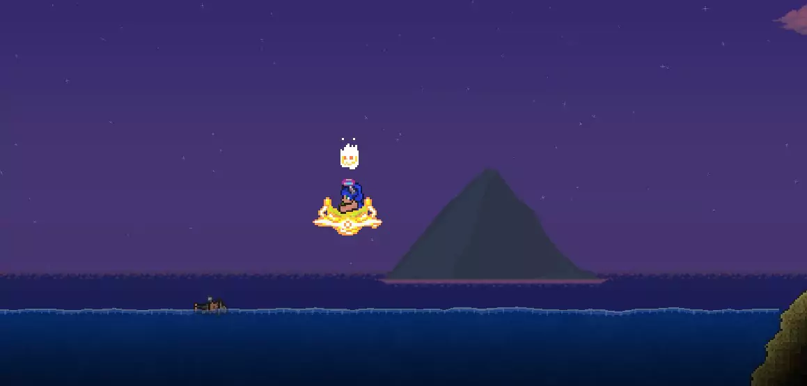 The Angler sleeping on the water's surface in the Ocean biome. 