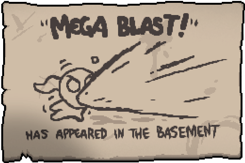 A note saying the "Mega Blast" item has now appeared in the basement and can now be found on playthroughs. 