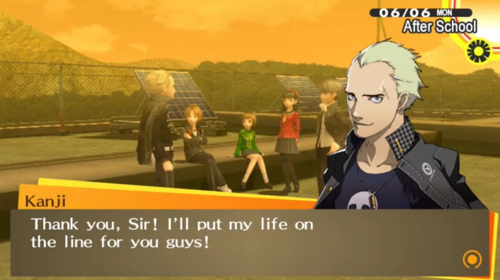 Kanji Tatsumi joining the Investigation Team in Persona 4 Golden.