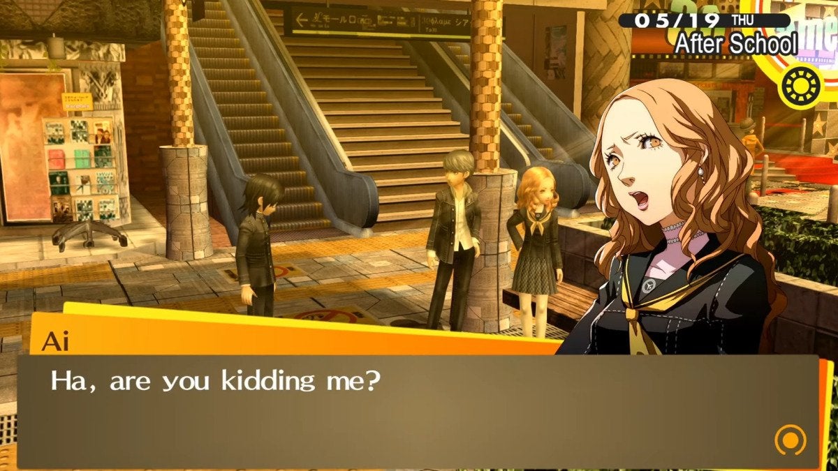 Ai Ebihara coldly rejecting a boy in Persona 4 Golden.