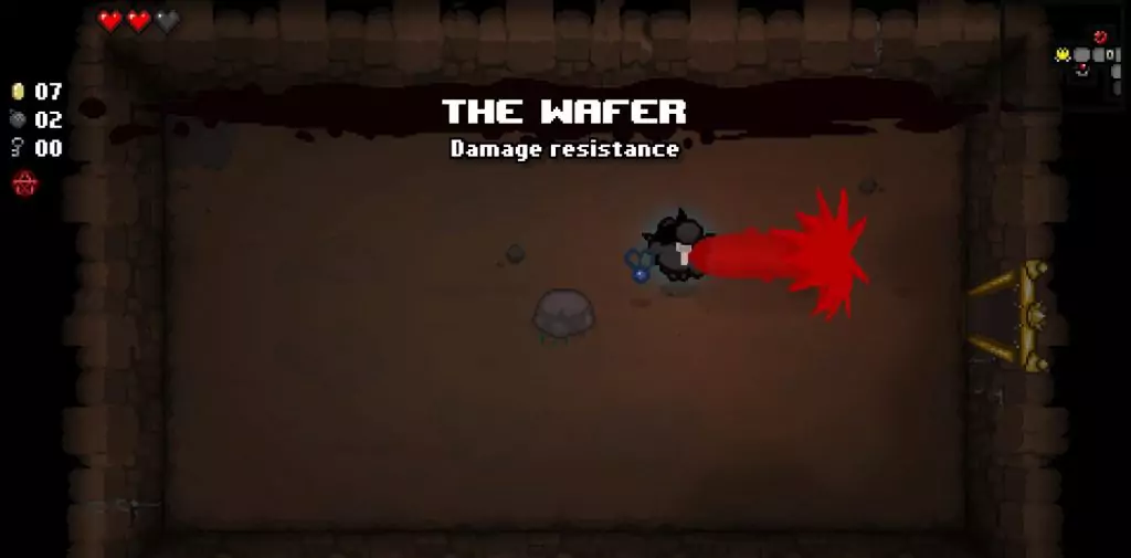 A player having found The Wafer item in a normal Treasure Room.