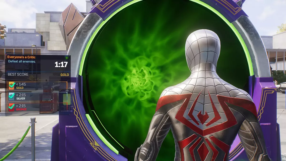 Miles entering a Mysterium in Spider-Man 2.