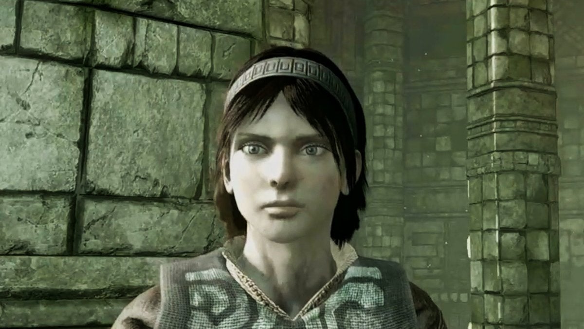 A close-up of Wander in Shadow of the Colossus. There are black veins covering the lower part of his neck.