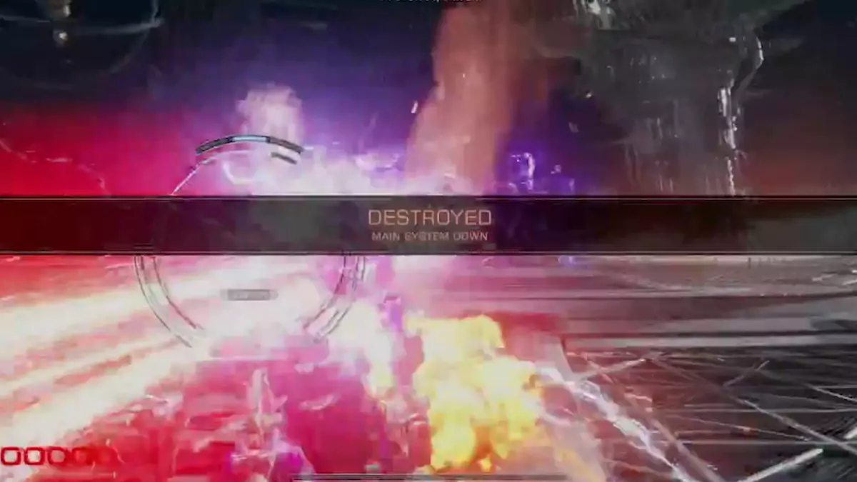 The player's armored core getting destroyed in Armored Core 6.