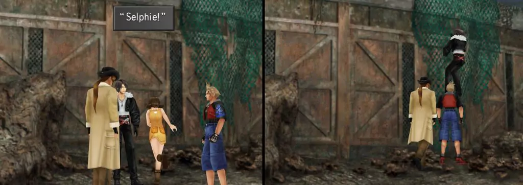 The player climbs a wall to enter the ruins of the school.