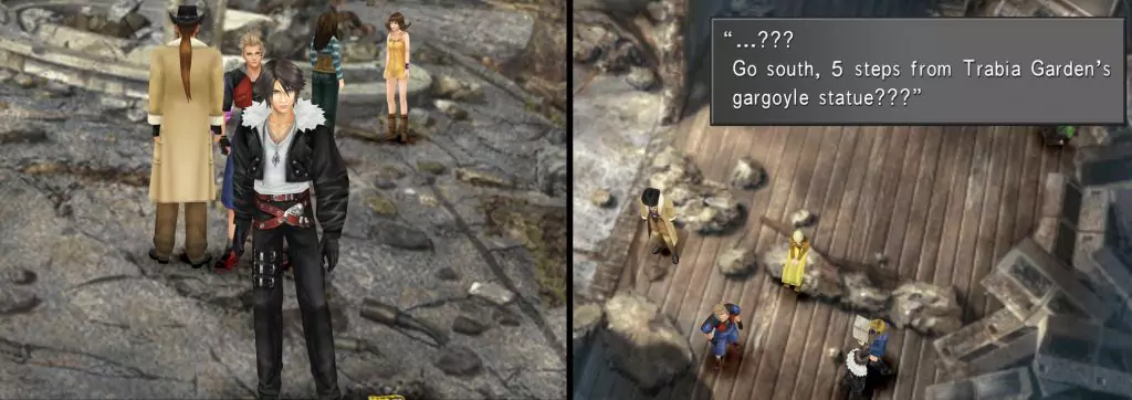 The player locates a hidden magazine in the rubble of a destroyed school courtyard.