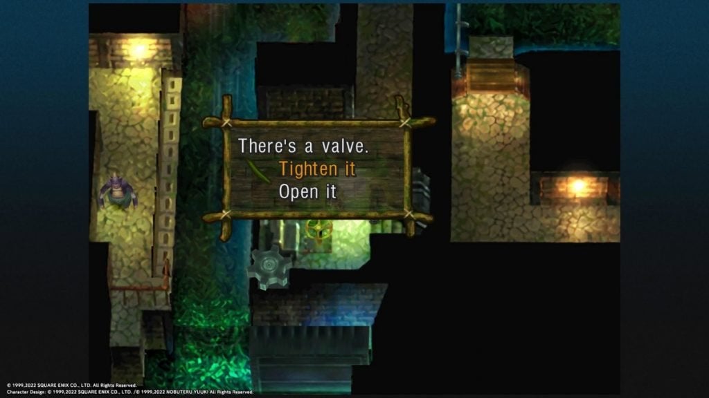 Tighten the Valve in the Sewers in Chrono Cross.
