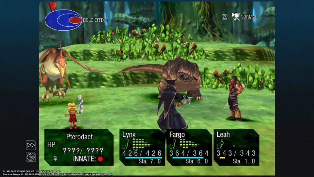 Tyrano boss fight in Chrono Cross.