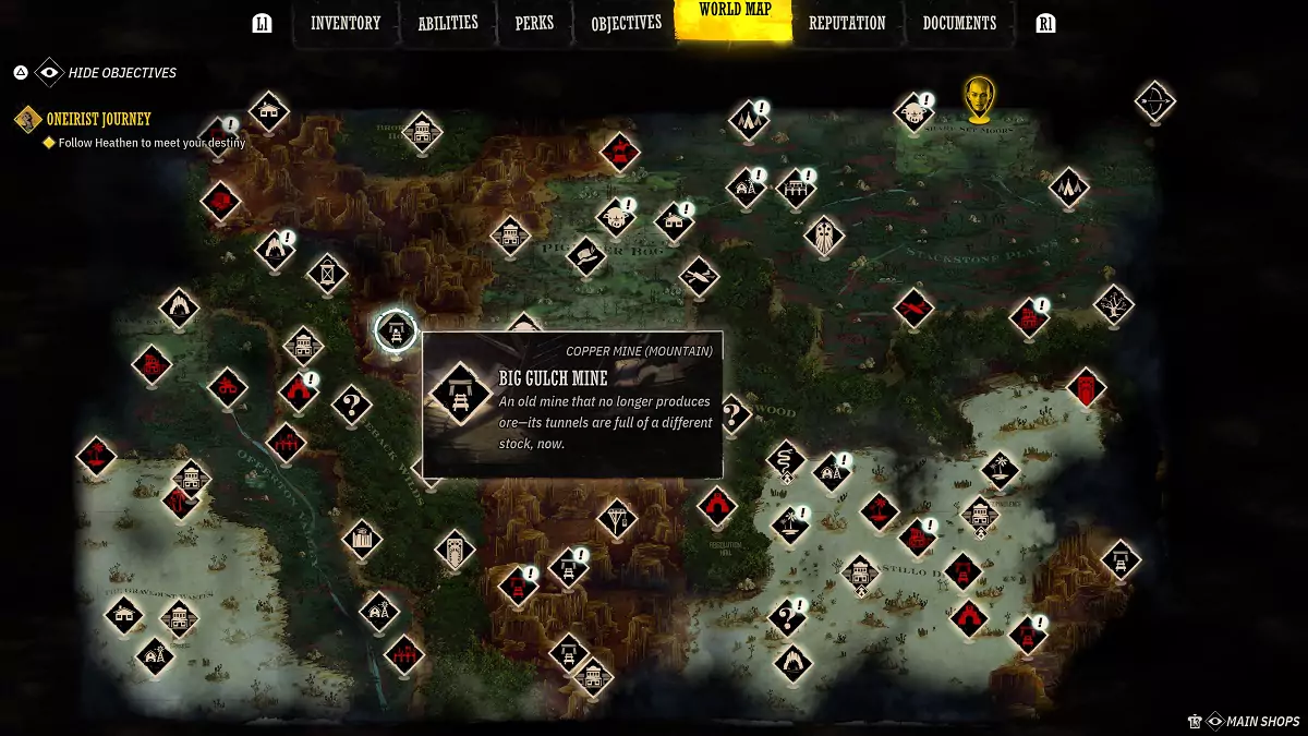 The Big Gulch Mine on the map of Weird West.