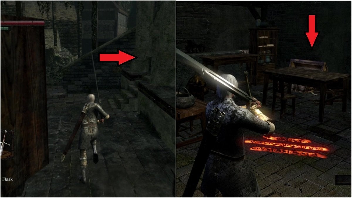 The location of the Black Firebombs chest in Undead Burg.