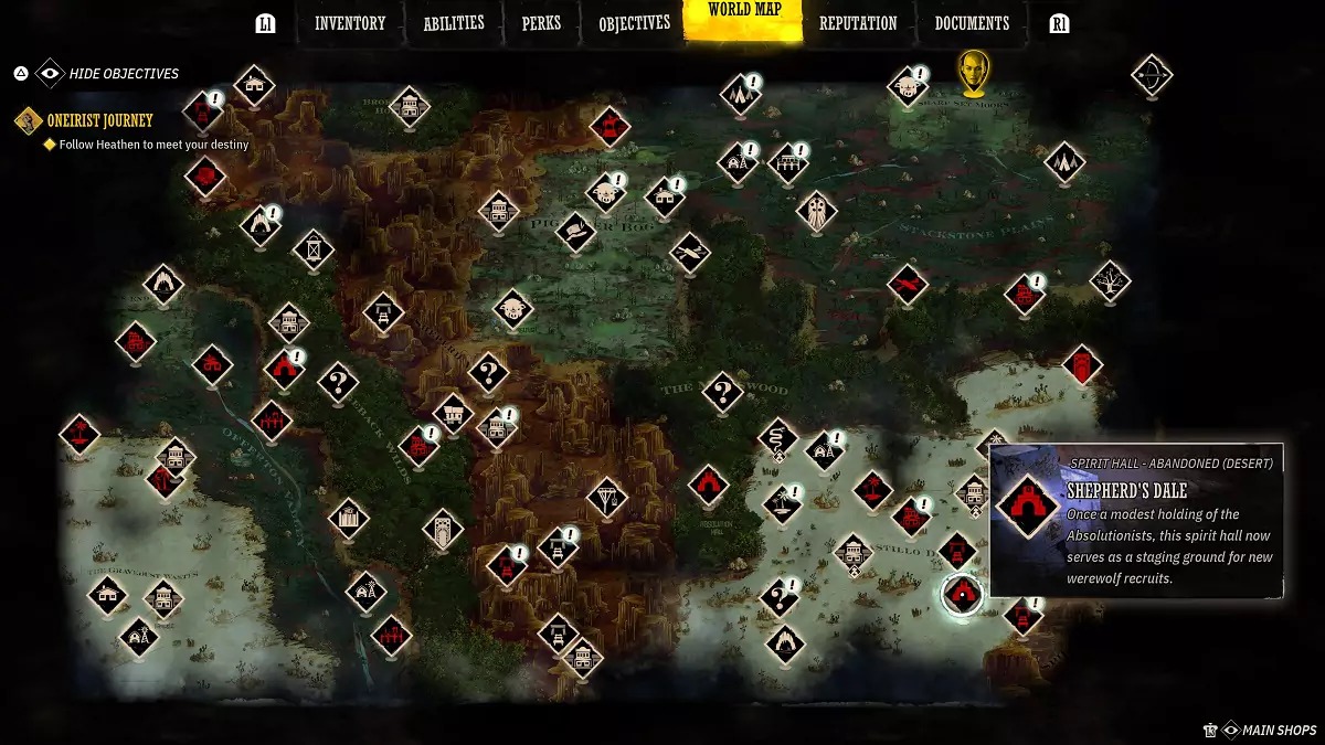 Shepherd's Dale on the map of Weird West.