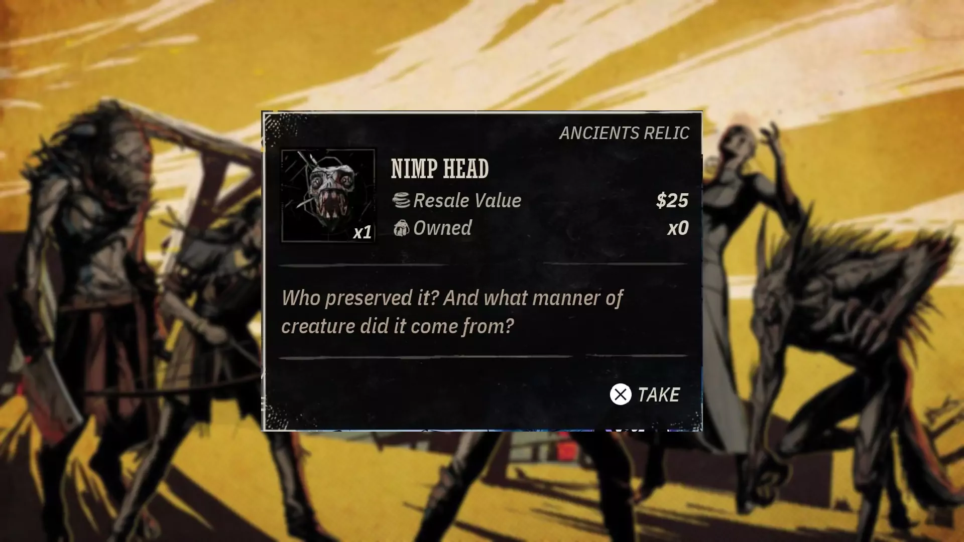 The Nimp Head item from Weird West.