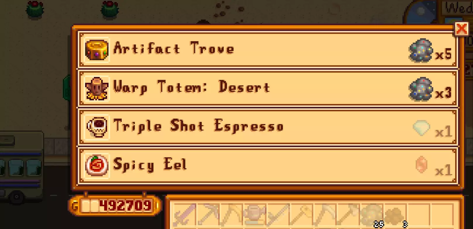 Artifact Troves available from the Desert Trader in the Calico Desert. 