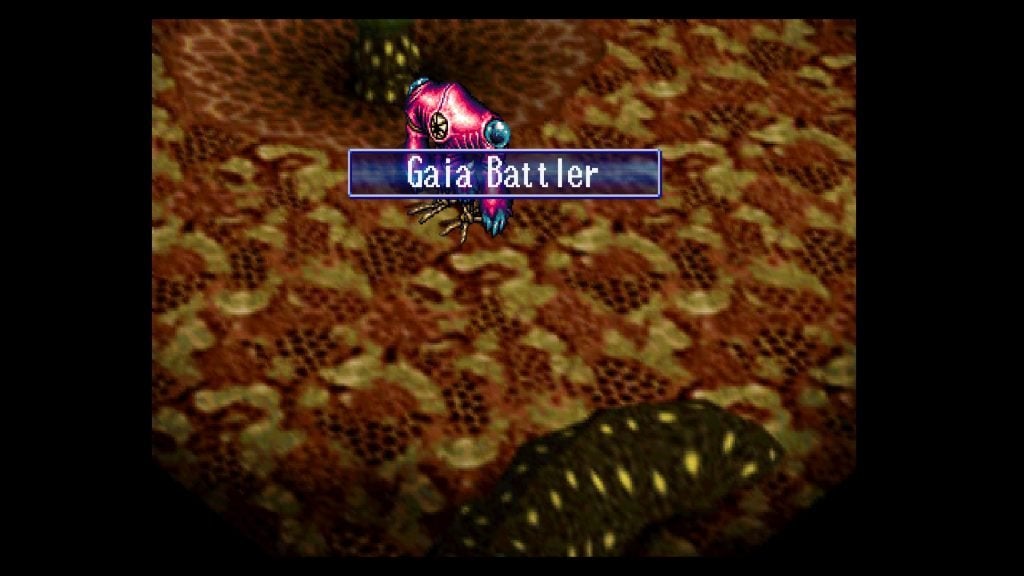 Gaia Battler Boss fight in Abandoned Laine Village in Grandia.