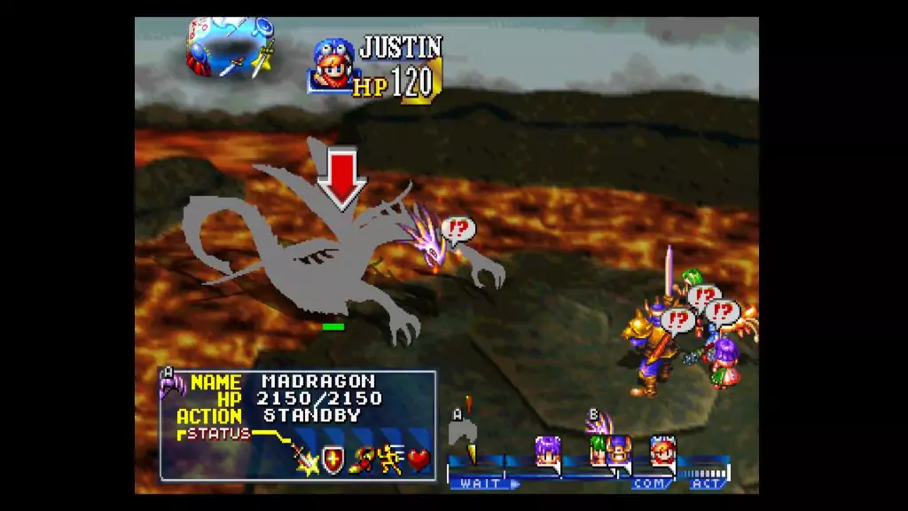 Madragon boss fight at the Volcano in Grandia.