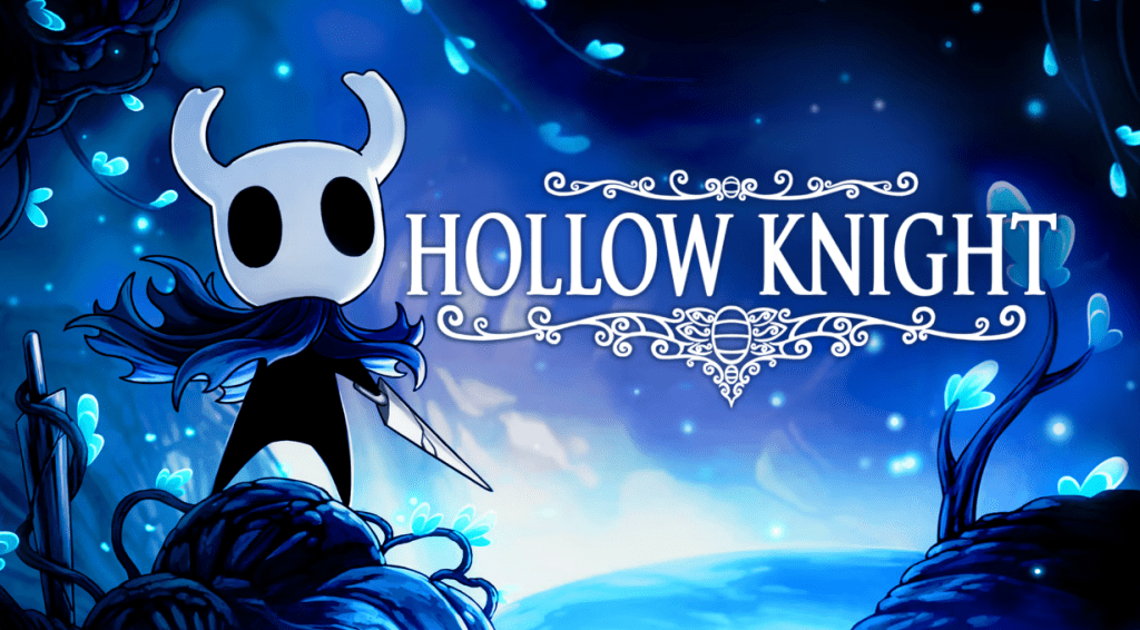 The cover of Hollow Knight featuring the titular main character.