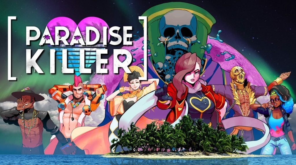 The main characters of Paradise Killer posing on the cover of the game.