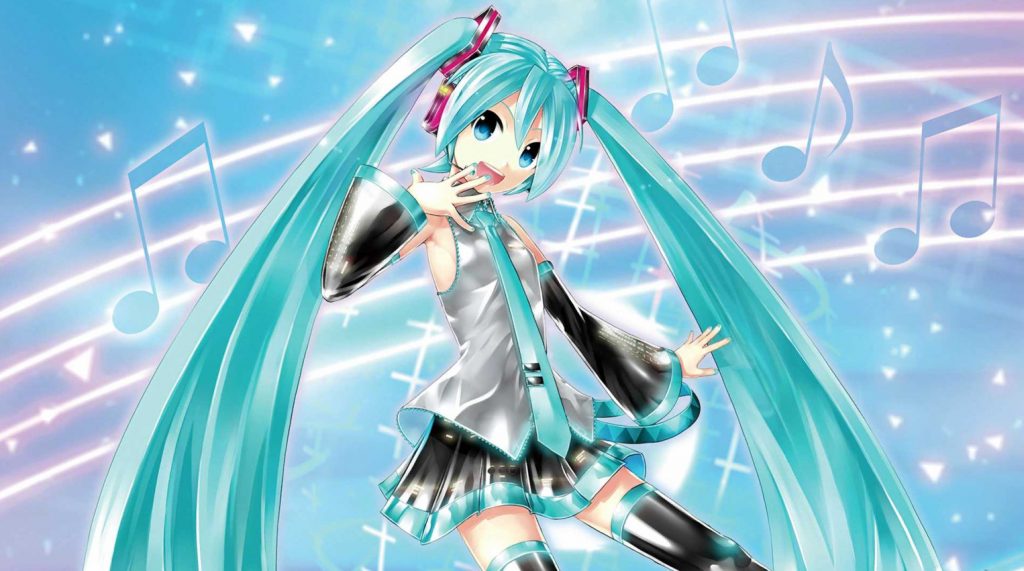 Hatsune Miku, the main character of the Project DIVA rhythm game series. 