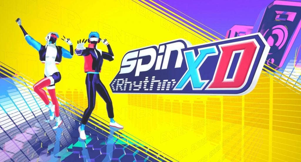 The cover for Spin Rhythm XD with two sleek characters preparing to dance.