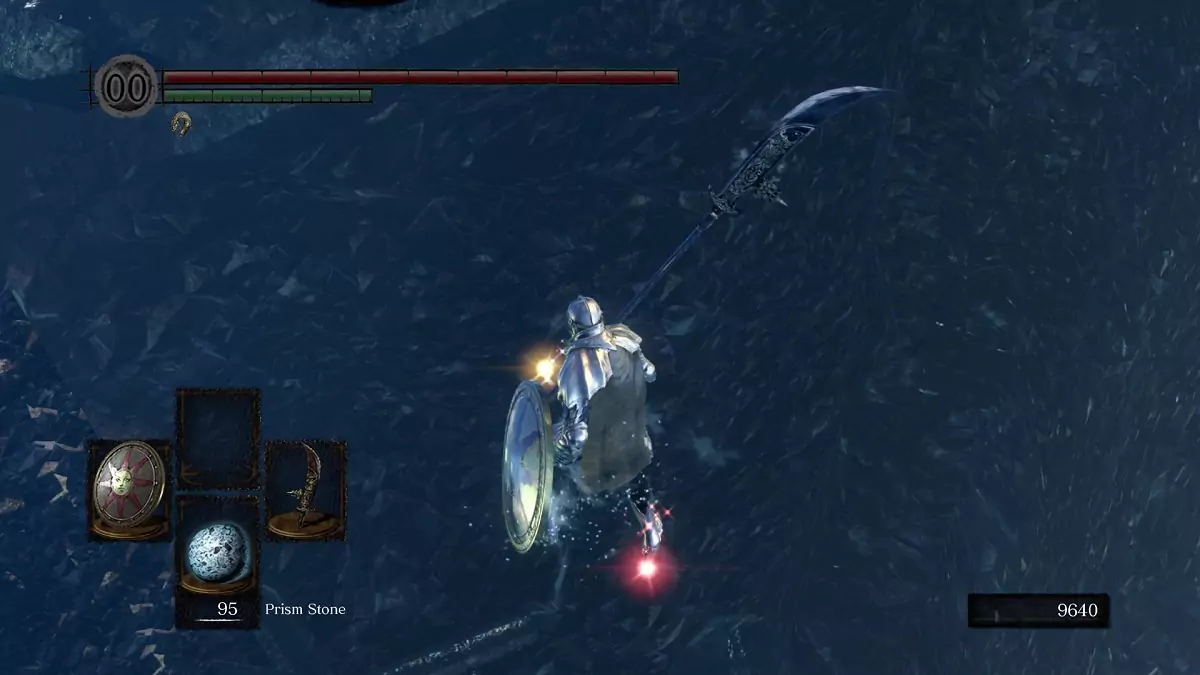 The Chosen Undead placing Prism Stones in the Crystal Cave.