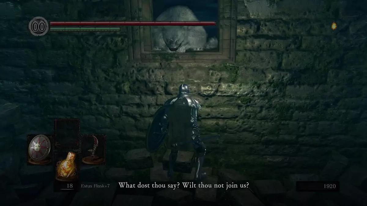 The Chosen Undead talking to Alvina the Cat.