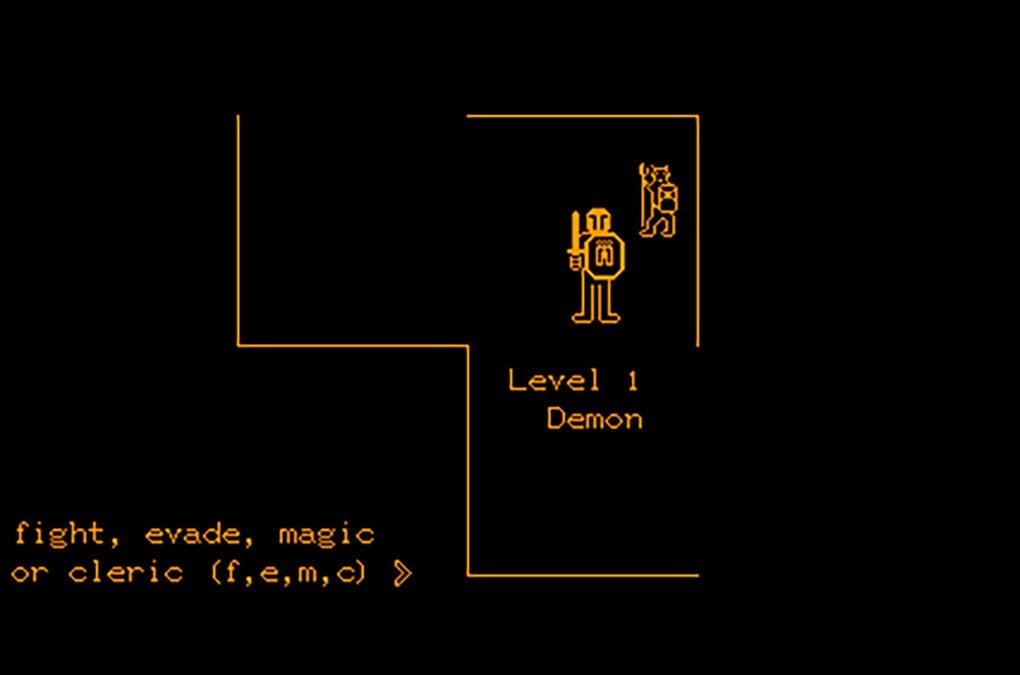 The player fighting a low-level demon in dnd—and early title that can be considered an open world game by some.