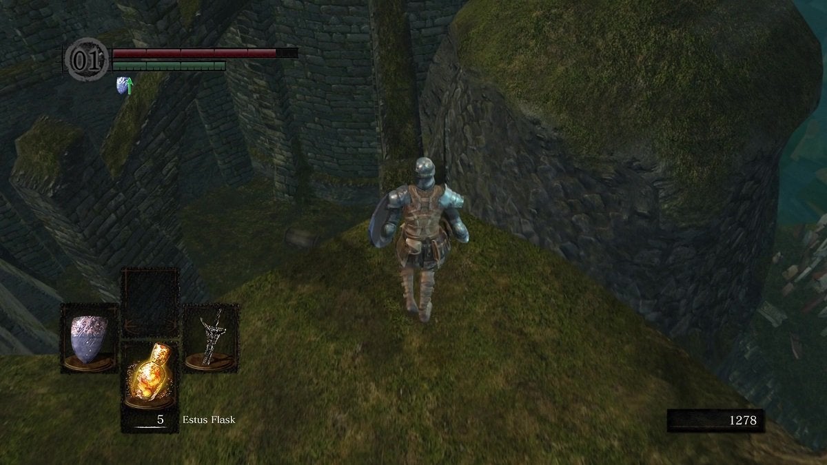 The Chosen Undead standing at the edge of a cliff.