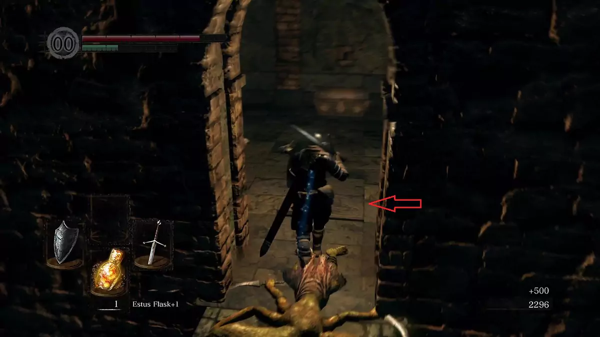 The Chosen Undead running towards a pressure plate.