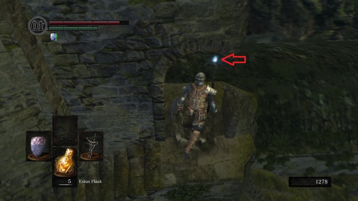 The location of the Undead Asylum F2 West Key in Dark Souls.