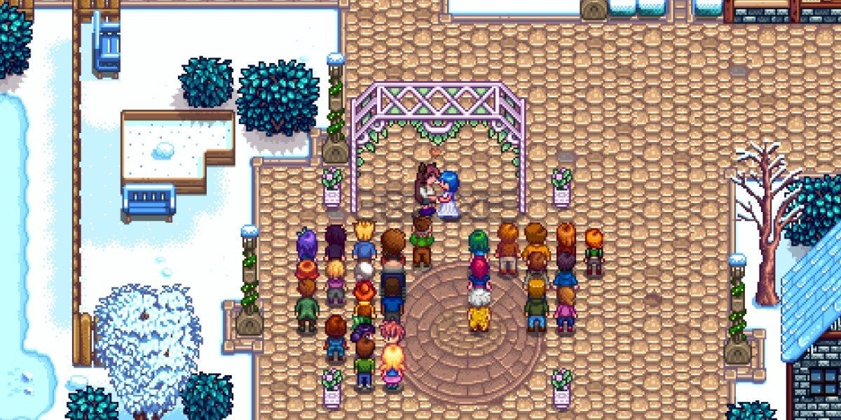 An example of a marriage to an NPC in Stardew Valley. 