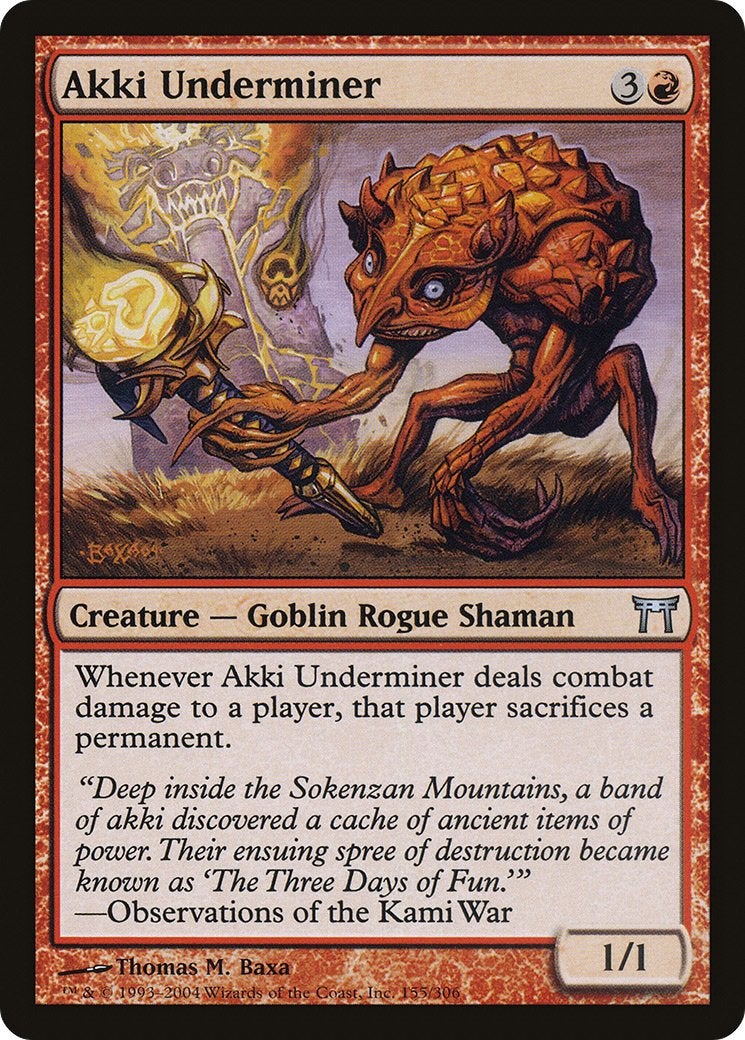 A red Goblin Creature in MTG.
