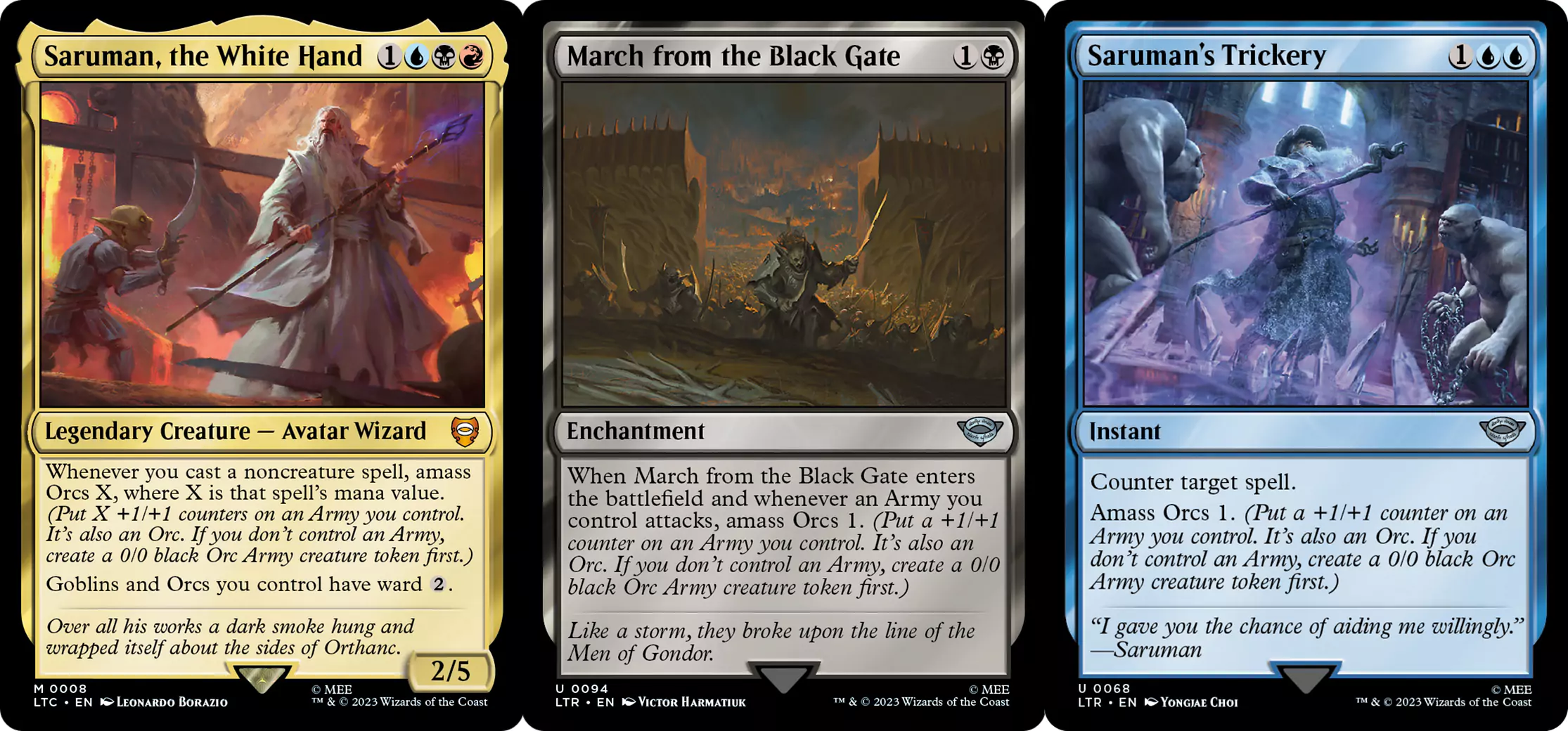 Three cards in MTG that are great for using the Amass Orcs mechanic.