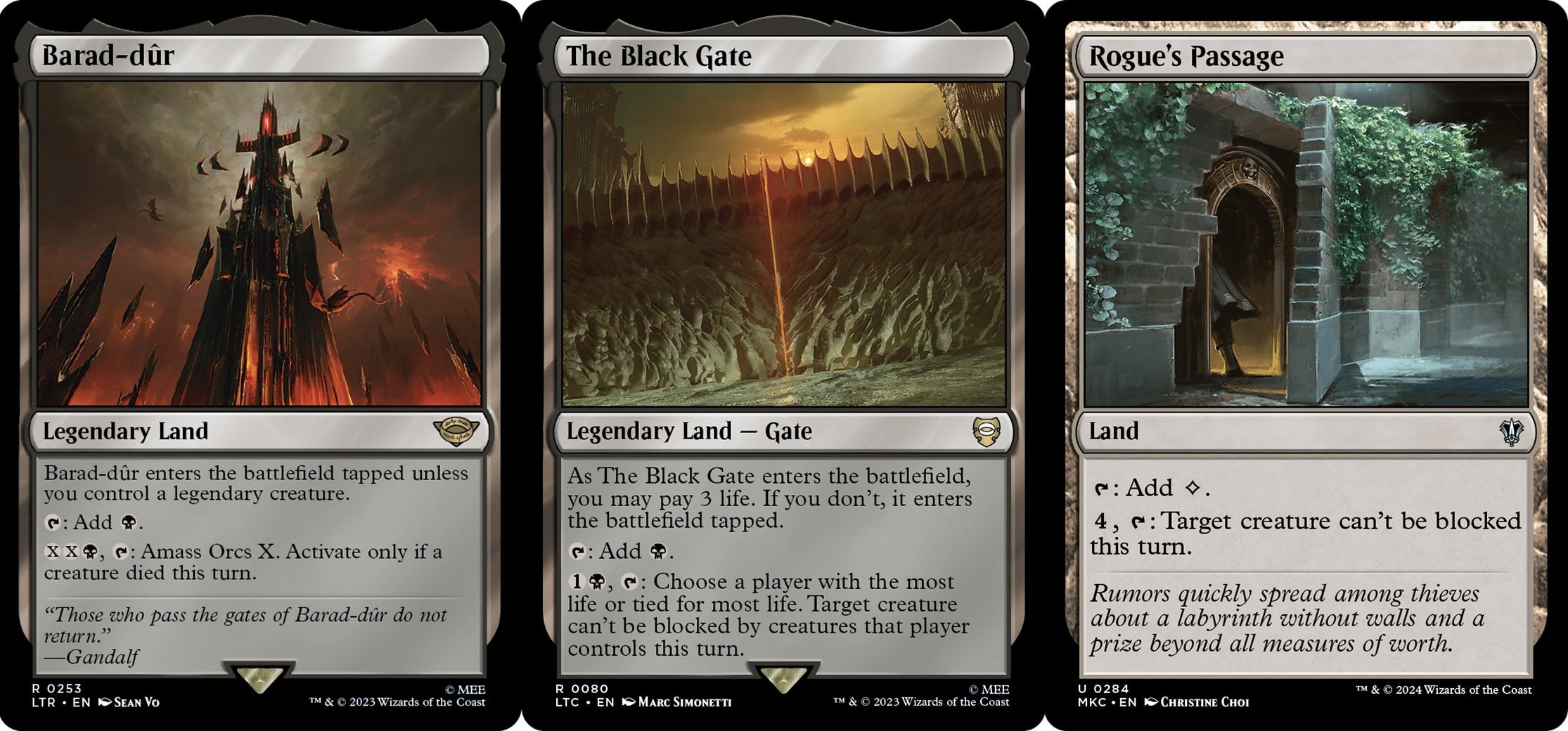 Three of the best Lands for a Sauron, the Dark Lord Commander Deck.