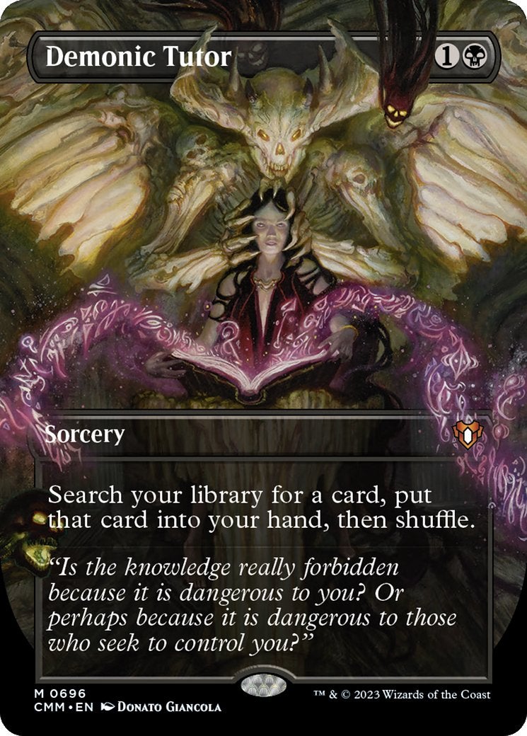 A black Sorcery card that lets players search their library for one card.