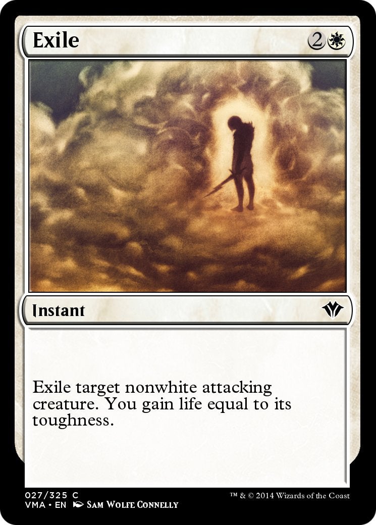 An Instant that exiles an opponent's nonwhite Creature.