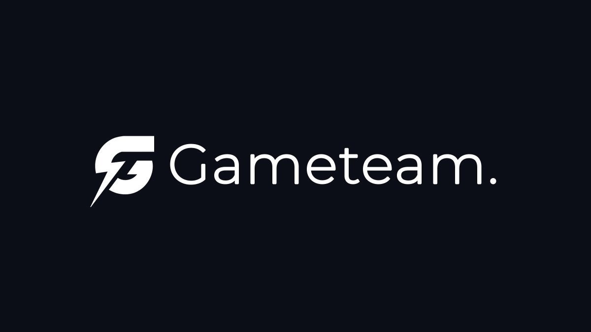 The GameTeam logo on a dark blue background. GameTeam is a company that provides game server hosting services.