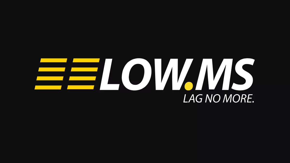 The LOW.MS logo on a very dark gray background.