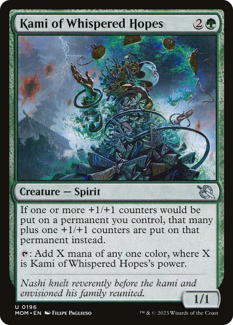 A green creature card that increases the number of +1/+1 counters being put on a target.
