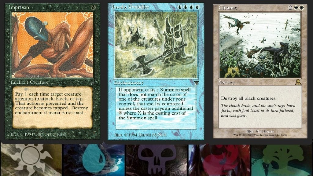 all racist mtg cards A list of the color hate in Visual Deck View banned cards in mtg arena