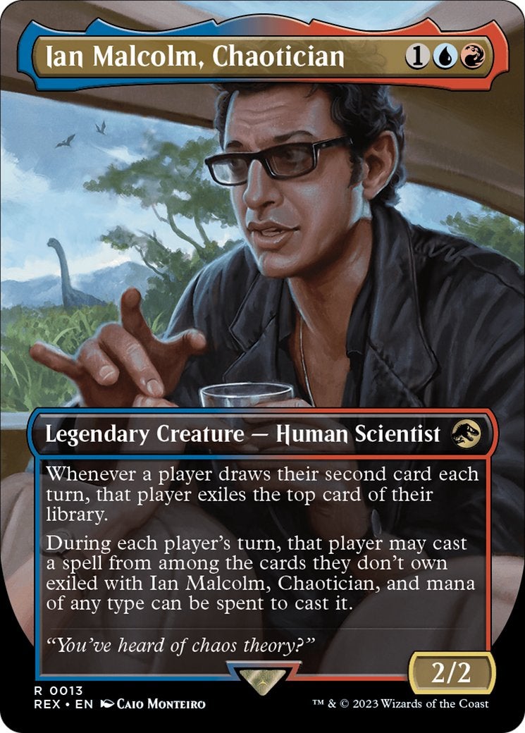 Ian Malcolm from Jurassic Park on an MTG card.