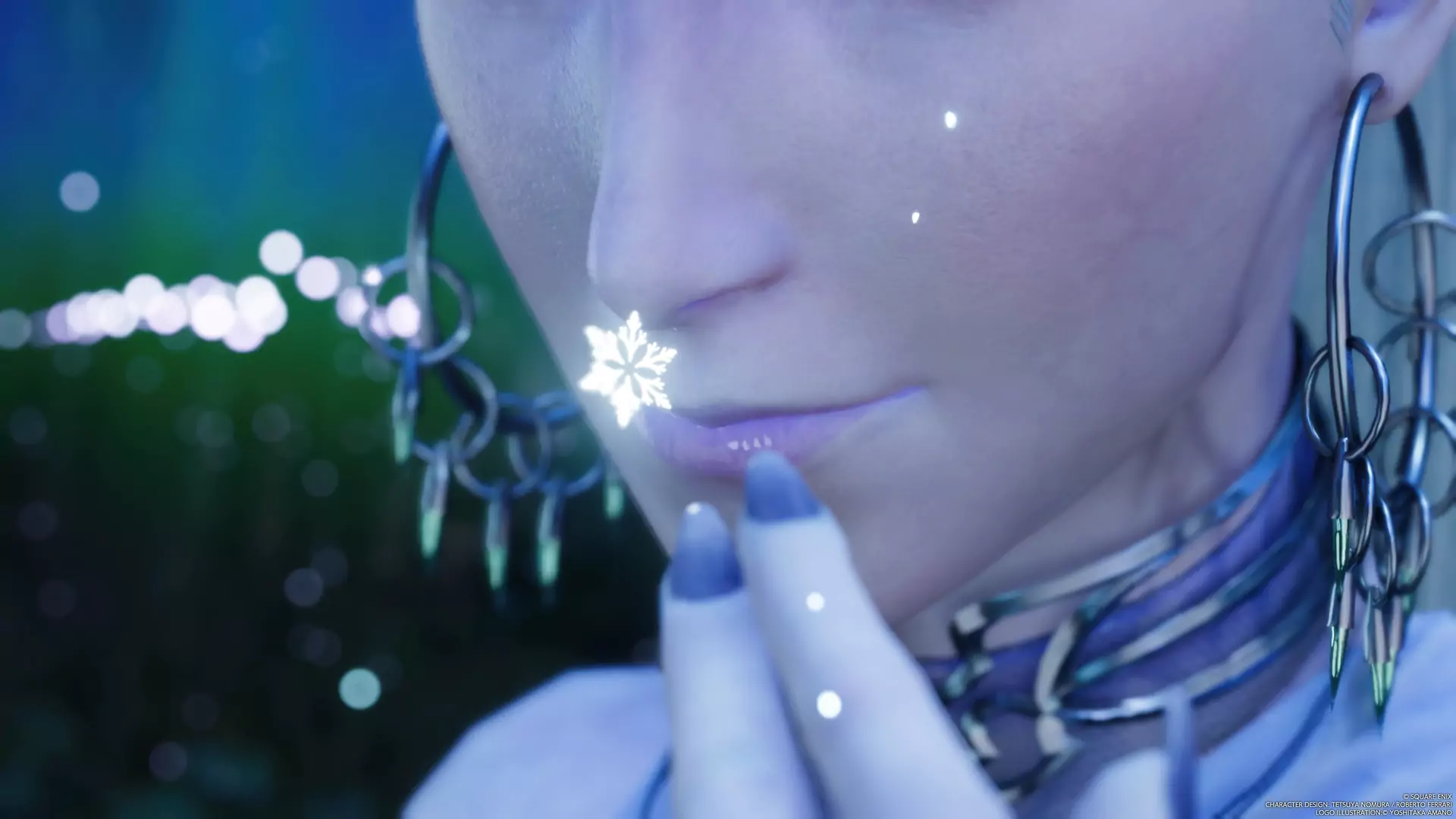 A close-up shot of Shiva, an ice summon in Final Fantasy VII Rebirth.