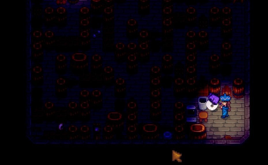 A player being attacked by a flying pair of Purple Shorts in Mayor Lewis' Basement. 